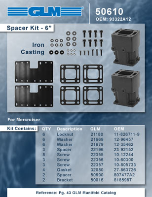 MERCRUISER EXHAUST RISER SPACER KIT (V6 & V8 6