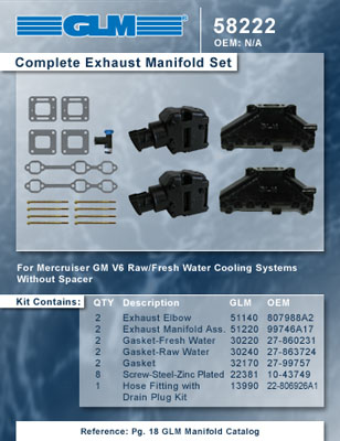 MERCRUISER COMPLETE EXHAUST MANIFOLD SET GM 4.3L V6 (CAST IRON)