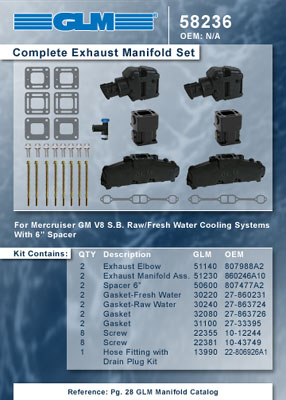 MERCRUISER COMPLETE EXHAUST MANIFOLD SET 5.0L & 5.7L (CAST IRON)