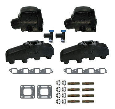 MERCRUISER COMPLETE EXHAUST MANIFOLD SET GM B-B (CAST IRON)