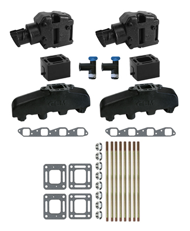 MERCRUISER COMPLETE EXHAUST MANIFOLD SET GM B-B (CAST IRON)