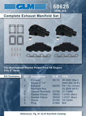 BARR INDAMAR MARINE POWER COMPLETE EXHAUST MANIFOLD SET